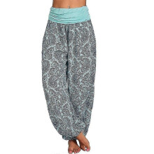 (M, Sky Blue) Women's Casual Baggy Gypsy Hippie Boho Harem Yoga Pants, Summer Bloomers Trousers