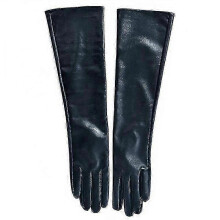 (50cm, black) Women's Long Full Finger Leather Winter Elbow Opera Gloves