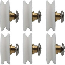 Shower Room Sliding Single Wheel Bathroom Glass Door Hanging Wheel Old-fashioned Sliding Door Wheel Accessories Arc Glass Door Roller(6pcs, Whit-Good