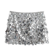 (S, Silver) Sequin Sexy Skirt Bodycon Mini Skirts For Women Trendy 2024 P20250110548-Good