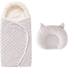 (One Size, Grey) Pasgeboren Inbakeren Wrap Babyslaapzak Inbakeren Deken Ademend Slaapzak Draagbare Dekens voor 0-6 maanden CottonEs