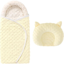 (One Size, Yellow) Pasgeboren Inbakeren Wrap Babyslaapzak Inbakeren Deken Ademend Slaapzak Draagbare Dekens voor 0-6 maanden CottonEs