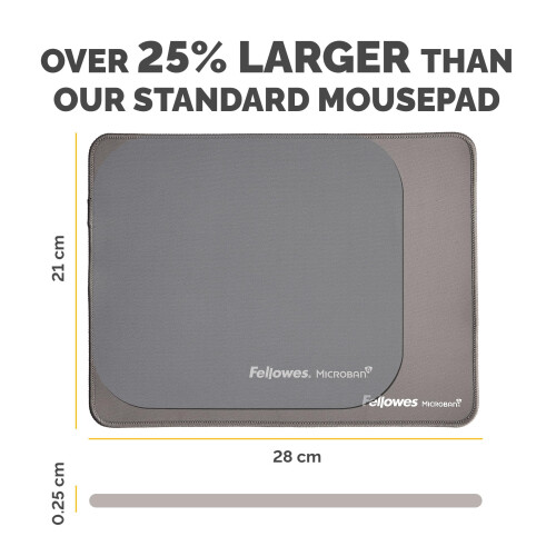Fellowes Fellowes Breyta Extra-Large Ergonomic Mousepad Grey - Non-Slip Rubber Base, Durable Stitched Edges, Microban? Protection, Eco-Friendly, and Optimized 2