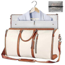 (White) Carry On Garment Bag, Large PU Leather Duffle Bag for Women, Waterproof Garment Bags XC-Good