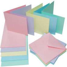 Craft UK 50 Blank Cards and Envelopes Pastel 5x5