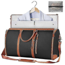 (Black) Carry On Garment Bag, Large PU Leather Duffle Bag for Women, Waterproof Garment Bags XC-Good
