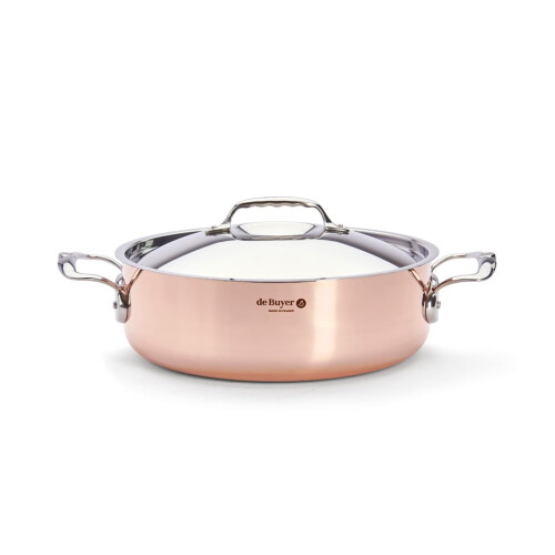 De Buyer Saute Pan with Lid, 28 cm, Brown 2