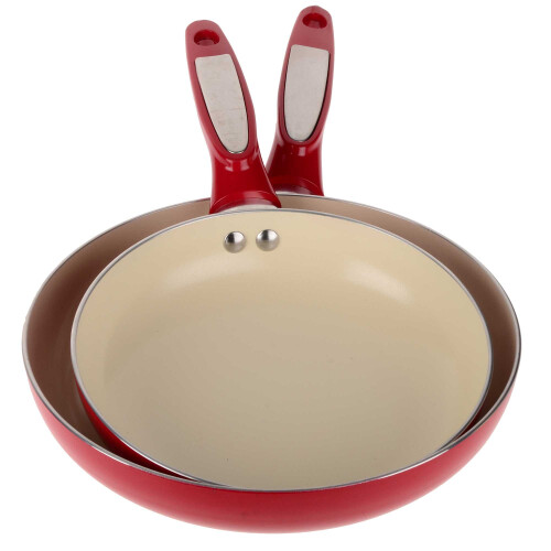 Viners Viners 2-Piece Ceramic Interior Frying Pan Set, Red 1