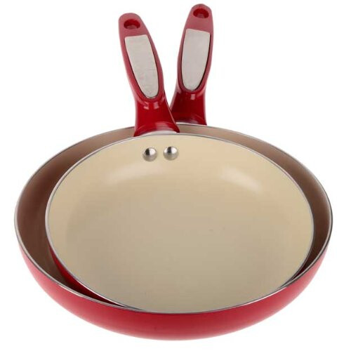 Viners Viners 2-Piece Ceramic Interior Frying Pan Set, Red 2