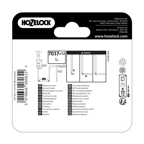Hozelock Hozelock MICRO Elbow Connector 5/32" / 4mm Pack of 12 1