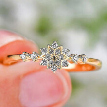 (6, Gold) Women Flower Snowflake Ring