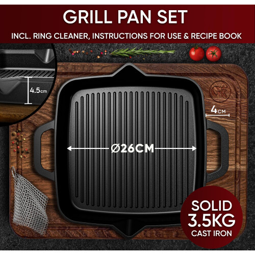 (26cm, Grillpfanne) Gusseisenpfanne 1