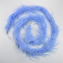 (Sky blue) 2yards /lot Ostrich Feather Boa Decor For Clothes Holiday Decorations Fluffy Feathers Cape Handicraft Accessories Plumas Trims
