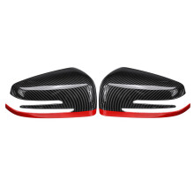 2X Car Rearview Side Mirrors Cover Cap for - a B C E CLA GLA GLK Class W176 W117 Carbon Fibe + Red
