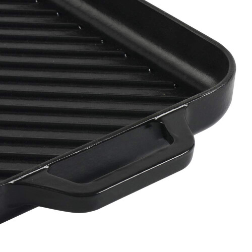 ProCook Matte Black Rectangular Cast Iron Griddle with Ridged Inner Base Enamel Coated Induction & Oven Safe Cookware - 36 x 24 x 3 cm 2