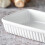 Rectangular Roasting Dish 17.5x5.5x11.5cm White Ribbed Ceramic 18cm Oven Baking Vegetable Tray (2) 3