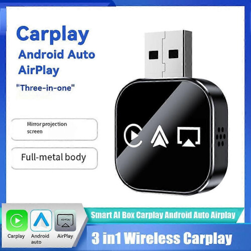 Ασύρματος προσαρμογέας αυτοκινήτου 3 σε 1 Smart Carplay Airplay Android Auto USB Dongle Ενσύρματο 2