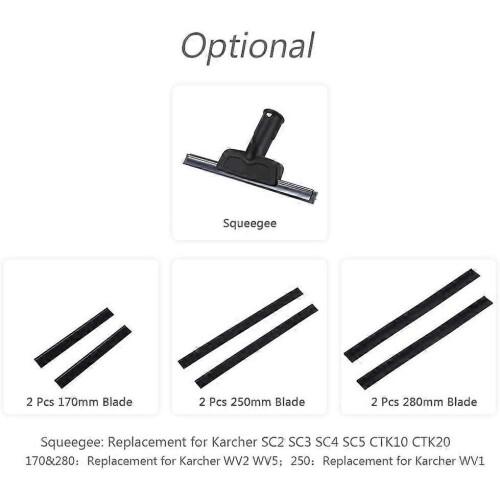 Replacement Window Cleaning Blades for Window Vac 2 Pcs 280mm Squeegee Rubber Accessory Refill Replacement for Karcher WV2 WV5 1