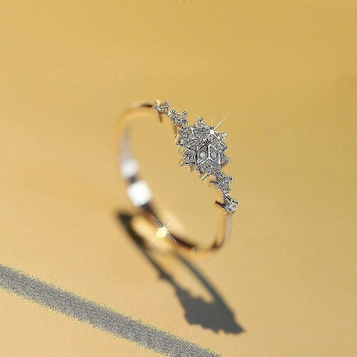 (6, Gold) Women Flower Snowflake Ring 1