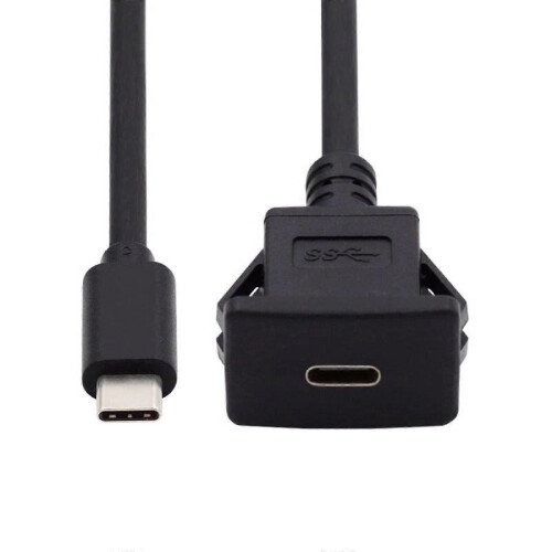 CY Waterproof Dustproof USB-C Type-C USB 3.1 10Gbps Extension Flush Car Latch Mount Extension Cable for Dashboard Panel 1
