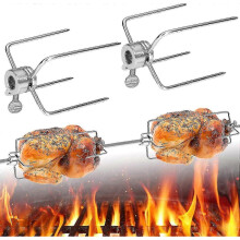 (2PCS) Stainless Steel Bbq Forks Bbq Accessories Charcoal Grill For Rotisserie Meat