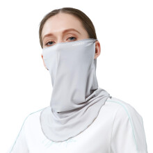 PROUDDEMON UPF 50+ Sun Protection Face Mask – Ice Silk Cooling Breathable Full Neck Gaiter Light Grey