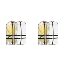4 Packs Clear Dance Garment Bags for Dancers with 4 Pockets, 40Inch Kids Dance Costume Garment Bag for Travel and Dance