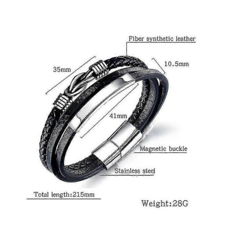 Stainless Steel Leather Braided Bracelet 1
