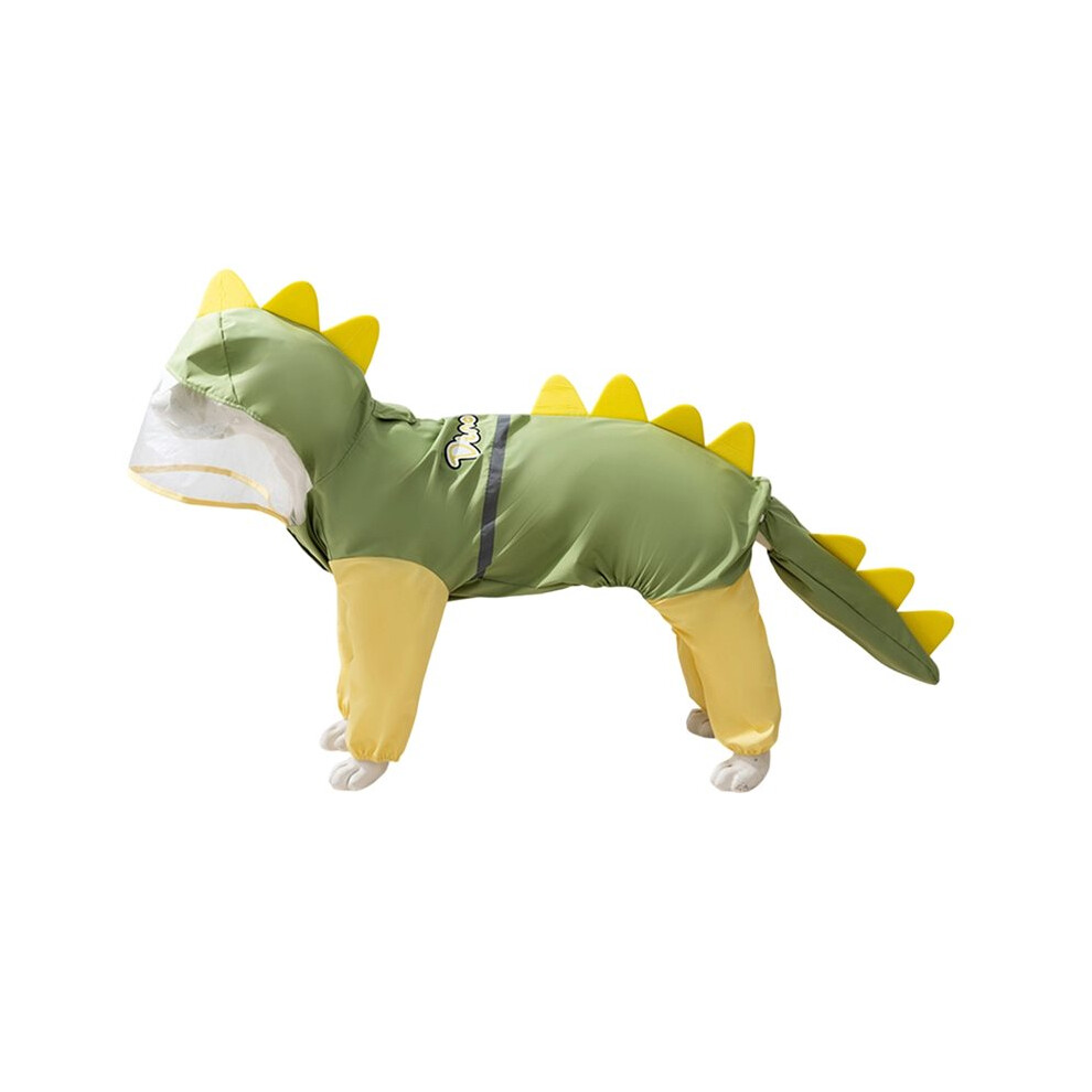 Large Dog Dinosaur Raincoat Retriever Four Legged Waterproof Clothes Pet Summer All Inclusive With Tail Stereo A Golden 6033081081716