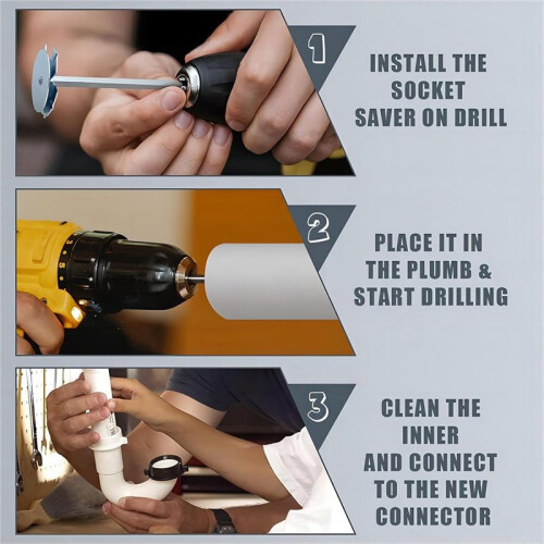PVC Joint Saver, Pipe Reamer Tool for Removing SCH 40 From Hubs, for ABS PVC Pipe, Fits 1 2Inch Variable Speed Drill 2