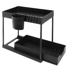 Under Sink Organizer Storage, Kitchen Organization Rack with Double Sliding Cabinet Drawers Multi-Purpose Storage Shelf