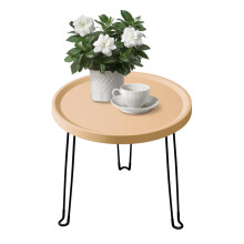 COSY105C Round Folding Table with Metal Legs, SpaceSaving Design for Home and Outdoor Dining (Brown)