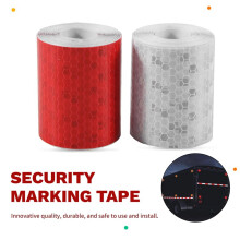2 pcs 50mm  3 meter Adhesive Tape Warning Tape Reflector Tape Security Marking Tape White and Red