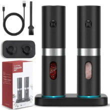 Electric Automatic Salt And Pepper Grinder Set With Charging Base, Model: D2 KYMQ-7C