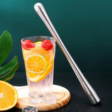 Bâtonnet mélangeur à cocktails LsCook 30 cm, taille fine, finition satinée, en acier inoxydable 304, tout métal, pour piler la glace et