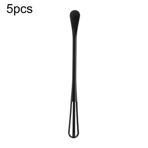 5 Mini Egg Beater with Small Spoon Kitchen Multi-Functional Stirring Stick (Black)