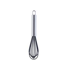 Batteur à œufs en silicone, mixeur à œufs domestique, ustensiles de cuisine, couleur crème, pour la pâtisserie, 20 cm (8 pouces), noir