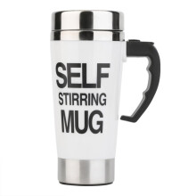 Mug à café FX-589 400 ml en acier inoxydable 304 avec agitation automatique (blanc)