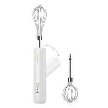 Batteur à œufs électrique double tête rotatif et pliable, batteur de pâtisserie sans fil entièrement automatique (blanc)