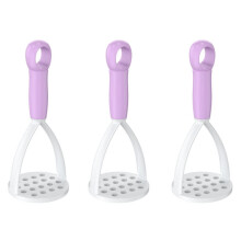 3 manual potato mashers/baby food mashing tools for kitchen use (purple)