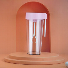 VE-V8 USB-Lade-Rührbecher, auslaufsicher, elektrischer Shaker, Fassungsvermögen: 450 ml (Hellrosa)