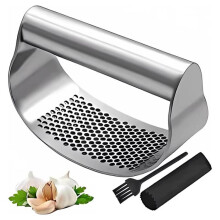 LsCook PHZ90C 3-teiliges Set 1,8 cm dicke, gebogene Knoblauchpresse aus Edelstahl für die Küche