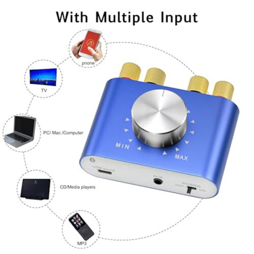 Digital Amplifier X25  12V-24V Stereo Audio Receiver 100W Desktop Amplifier EU Plug 2