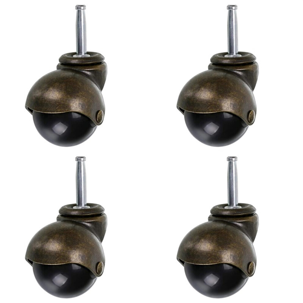 2 Inch Vintage Swivel Caster Wheels Set Of 4 With Sockets, Antique Brass Furniture Caster Wheels 9330225538547