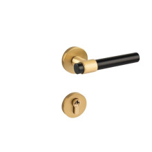 Brass Door Handle Indoor Lock Matte Golden Black Silent Design for Bedroom Wooden Doors