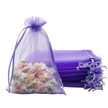 100 db 3,93x4,72 hüvelyk (10x12 cm) átlátszó organza táska, esküvői ajándéktasak húzózsinórral, ékszer ajándéktasakok, kompatibil