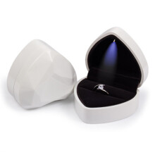 Caja para anillos con forma de corazón, soporte de terciopelo, organizador de joyas.