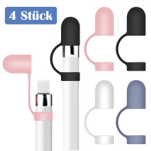 Pakke med 4 Apple Pencil-hætter, silikonehætte, anti-mist hætte, udskifteligt hættetilbehør, ergonomisk design, ærmeholder, kompatibel med A