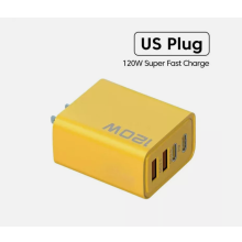 Tehokas pikalatauskeskitin, universaali 120 W:n moniporttinen USB-C-latausasema taitettavilla piikeillä mobiililaitteille