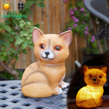 Polyresin Animal Figurine, Hand-Painted Designer Resin With Solar-Powered Outdoor Lighting, Unique Design Handcrafted Compatible with Indoor